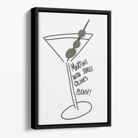Martini Three Olives Floating Framed Canvas (Color: Black, size: 40" x 26" / 100cm x 65cm approx)