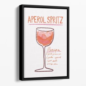 Recipe Aperol Spritz Floating Framed Canvas (Color: Black, size: 16" x 12" / 42cm x 30cm approx)