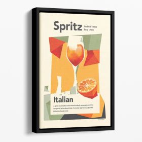 Italian Aperol Spritz print Floating Framed Canvas (Color: Black, size: 40" x 26" / 100cm x 65cm approx)