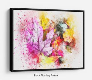 Coloured Leaves Floating Frame Canvas (Color: Oak, size: 24" x 16" / 60cm x 40cm (approx))