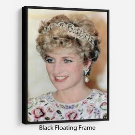 Princess Diana in a tiara at a dinner in Seoul South Korea Floating Frame Canvas (Color: Black, size: 32" x 24" / 80cm x 60cm (approx))