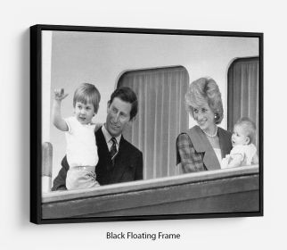 Princess Diana with family aboard the Royal Yacht Britannia Floating Frame Canvas (Color: Dark Walnut, size: 16" x 12" / 42cm x 30cm (approx))