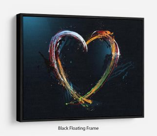 Colourful Love Heart Floating Frame Canvas (Color: Dark Walnut, size: 16" x 12" / 42cm x 30cm (approx))