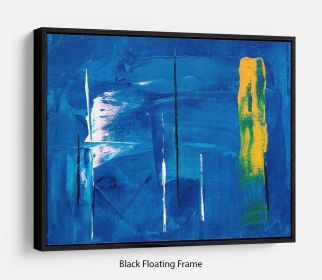 Blue and Green Abstract Painting Floating Frame Canvas (Color: Grey, size: 16" x 12" / 42cm x 30cm (approx))