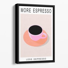 More Espresso Less Depresso Floating Framed Canvas (Color: Black, size: 40" x 26" / 100cm x 65cm approx)
