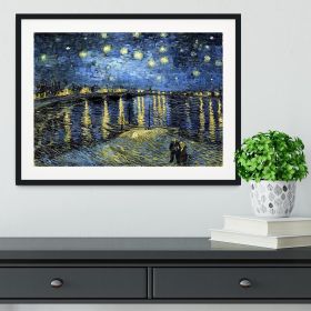 Starry Night over the Rhone Framed Print (Color: Black/With White Edging, size: 36" x 24" / 90cm x 60cm (approx))