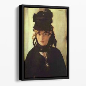 Berthe Morisot by Manet Floating Framed Canvas (Color: Black, size: 12" x 8" / 30cm x 20cm (approx))