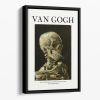 Head of a skeleton with a burning cigarette Titled Floating Framed Canvas