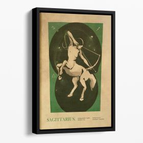 Sagittarius Celestial Light Art Floating Framed Canvas (Color: Black, size: 36" x 24" / 90cm x 60cm approx)
