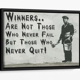 Banksy Winners Are Not Floating Framed Canvas (Color: Black, size: 36" x 24" / 90cm x 60cm (approx))