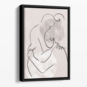 The Hug Floating Framed Canvas (Color: Black, size: 16" x 12" / 42cm x 30cm (approx))