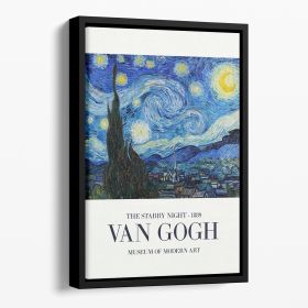 The Starry Night Titled Floating Framed Canvas (Color: Black, size: 16" x 12" / 42cm x 30cm approx)