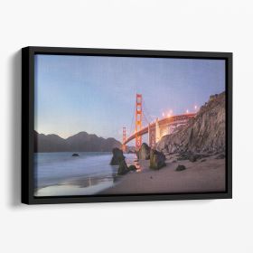 Sunset Bay Floating Framed Canvas (Color: Black, size: 36" x 24" / 90cm x 60cm (approx))