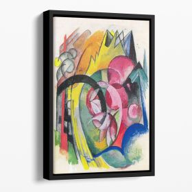 Small composition II by Franz Marc Floating Framed Canvas (Color: Black, size: 16" x 12" / 42cm x 30cm (approx))