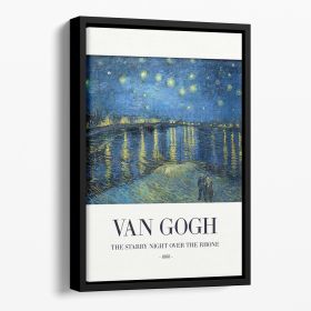 The Starry Night Over The Rhone Titled Floating Framed Canvas (Color: Black, size: 40" x 26" / 100cm x 65cm approx)