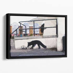 Banksy Kentucky Fox Floating Framed Canvas (Color: Black, size: 40" x 26" / 100cm x 65cm (approx))