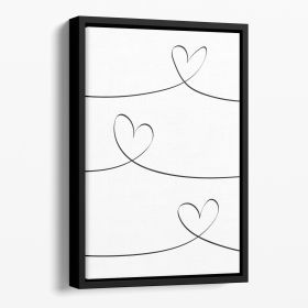One Line 02 Floating Framed Canvas (Color: Black, size: 16" x 12" / 42cm x 30cm (approx))
