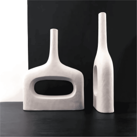 Ravel Ceramic Vase White (size: Short Vase)
