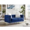 Velvet Upholstery Tufted Sofa Crystal Feet Loveseat Removable Cushion