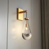 Wall Sconces Set of Two, Brass Modern Raindrop Glass Sconces Wall Lighting, Gold Wall Light Fixtures Indoor Wall Light
