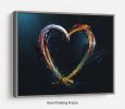 Colourful Love Heart Floating Frame Canvas