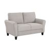 Modern 1pc Loveseat Textured Fabric Upholstered Rounded Arms Attached Cushions Transitional Living Room Furniture