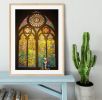 Banksy Stained Glass Window Framed Print
