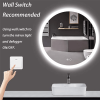 Tempered Glass Frame Mirror, 20" Anti-Fog & Anti-Shatter Rectangular Bathroom Wall-Mounted Mirror, Combing Mirror with Metal Frame and Round Corners