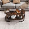 Oval Coffee Table 2-Tier Wooden Accent Table with Spacious Tabletop and Open Storage Shelf