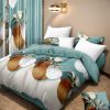 9-Piece Modern Floral Vase Bedding & Curtain Set (Queen/King/Cal King) - Quilted Microfiber Bedspread + Sheer Curtains