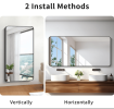 Fog and break-resistant bathroom mirror with rectangular frame, tempered glass and rounded corners Living room and bedroom wall mirror