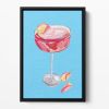 Sparkling Rose Gin Cocktail Floating Framed Canvas