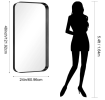 Fog and break-resistant bathroom mirror with rectangular frame, tempered glass and rounded corners Living room and bedroom wall mirror