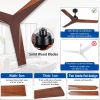 52 in. Integrated LED Farmhouse Indoor/Outdoor Black Smart Ceiling Fan with Remote Control