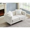 Velvet Upholstery Tufted Sofa Crystal Feet Loveseat Removable Cushion