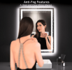 Tempered Glass Frame Mirror for Bedroom, 20 "x28" Triple Color Temperature/RGB, Smart Touch Button Lighting Control