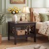 2-Tier Square Side Table with Storage Shelf and X-Frame for Bedroom Living Room