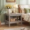 2-Tier Square Side Table with Storage Shelf and X-Frame for Bedroom Living Room