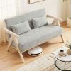 Loveseat Sofa for Small Spaces with Throw Pillows Rubber Wood Frame Padded Seat