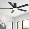 52 in. Integrated LED Farmhouse Indoor/Outdoor Black Smart Ceiling Fan with Remote Control