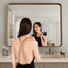 Tempered Glass Frame Mirror with Anti-Fog and Anti-Shatter Features 24 "x30" Bathroom Mirror, Rectangular Mirror, Wall-Mounted Bathroom Frame Mirror