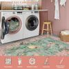 Botanical Birds 5x7 Washable Living Room Rug, Boho Green Bedroom Dining Room Rugs for Under Table