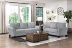 Modern 1pc Loveseat Textured Fabric Upholstered Rounded Arms Attached Cushions Transitional Living Room Furniture