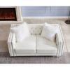 Velvet Upholstery Tufted Sofa Crystal Feet Loveseat Removable Cushion