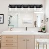 Rustic Wall Light Fixture in Matte Black Finish, 2/3/4/5/6 Light Bathroom Vanity Lighting with Clear Glass Shade
