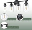 5-Light Bathroom Light Fixtures, Brushed Nickel Modern Vanity Lights Over Mirror with Clear Glass Shade