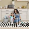 Checkered Washable Rug Runners for Hallways Non Slip,2x7 Black Kitchen Bathroom Runner Rug