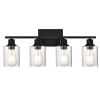 Wall Light Industrial Glass Wall Sconce, Bathroom Wall Light. Seeded Lampshade Wall Lamps for Vanity Mirror Living Room Bedroom (Black)