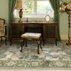 Botanical Birds 5x7 Washable Living Room Rug, Boho Green Bedroom Dining Room Rugs for Under Table