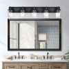 Rustic Wall Light Fixture in Matte Black Finish, 2/3/4/5/6 Light Bathroom Vanity Lighting with Clear Glass Shade